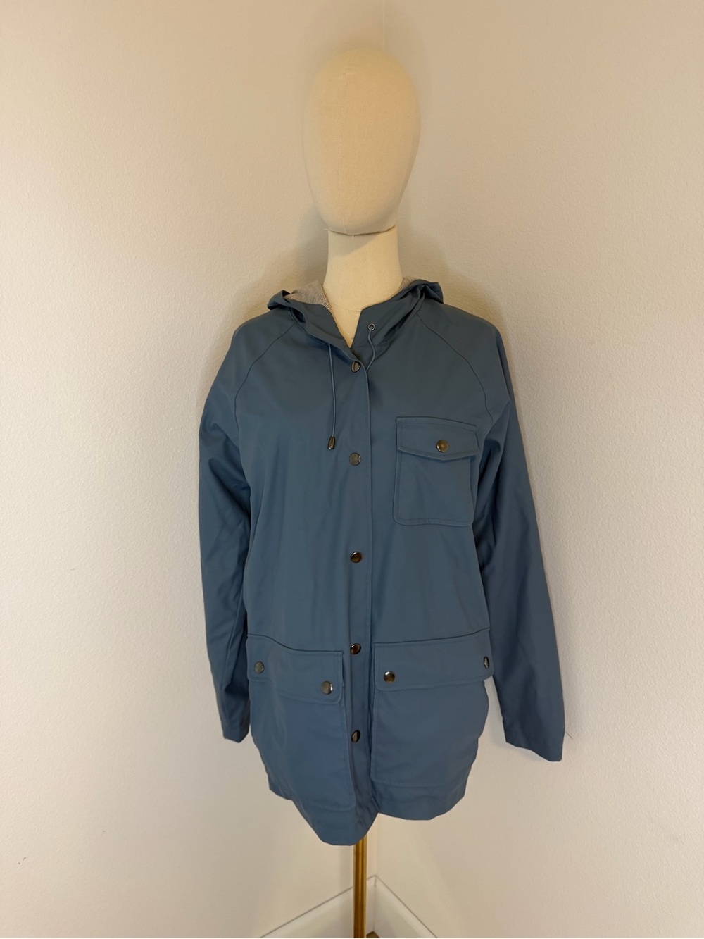 Marine Layer Slate Blue Hooded Utility Rain Jacket Size Small